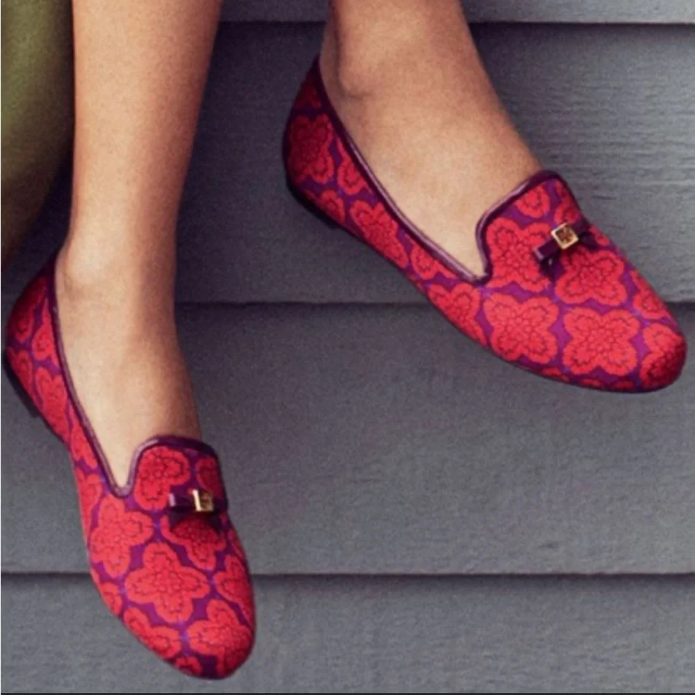Tory Burch Red‎ and Purple Floral Loafers